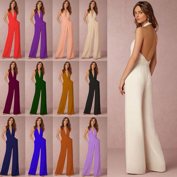 13 color women summer solid color jumpsuits ladies clubwear v neck summer long jumpsuit bodycon party jumpsuit eea156 10pcs, White
13 color women summer solid color jumpsuits ladies clubwear v neck summer long jumpsuit bodycon party jumpsuit eea156 10pcs, White