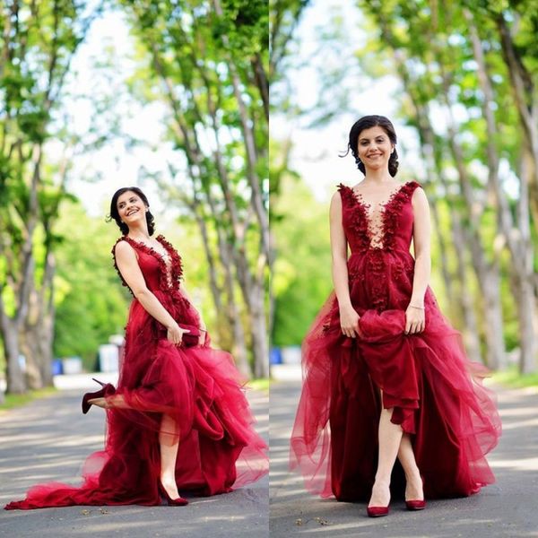 gorgeous tulle evening dresses with deep v neck 3d floral appliques beaded sweep train prom dress custom made, Black;red
gorgeous tulle evening dresses with deep v neck 3d floral appliques beaded sweep train prom dress custom made, Black;red