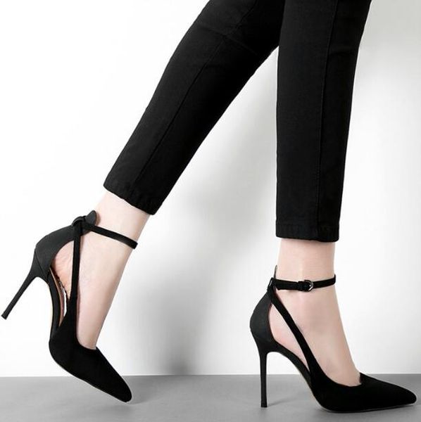 2018 new european office lady faves slim single shoes woman high heels cowhide suede pointed toe concise pumps big size, Black
2018 new european office lady faves slim single shoes woman high heels cowhide suede pointed toe concise pumps big size, Black