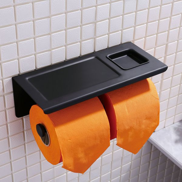 double toilet paper holder black wall mounted with mobile phone shelf ashtray bathroom accessories
double toilet paper holder black wall mounted with mobile phone shelf ashtray bathroom accessories