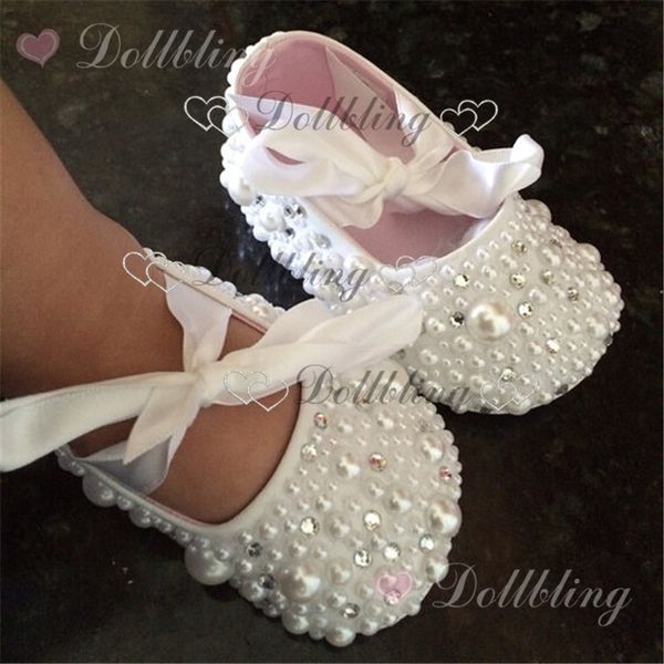 Christening pearls Rhinestones clear crystal baby shoes custom for buyer white ribbon match magic childhood keepsake
Christening pearls Rhinestones clear crystal baby shoes custom for buyer white ribbon match magic childhood keepsake