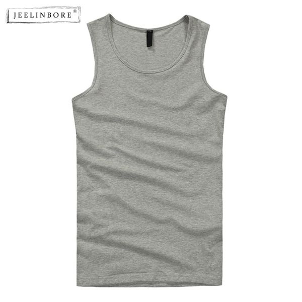 jeelinbore summer new men' 95% cotton o-neck tank tops breathable male sleeveless v-neck vest, White;black