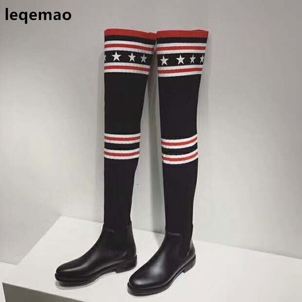 fashion cool women socks boots over the knee high spring autumn winter elastic flats rubber shoes size 35-40, Black
fashion cool women socks boots over the knee high spring autumn winter elastic flats rubber shoes size 35-40, Black