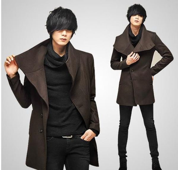men wool coat jacket men slim new winter coat korean version of the long woolen overcoats #7118, Black
men wool coat jacket men slim new winter coat korean version of the long woolen overcoats #7118, Black