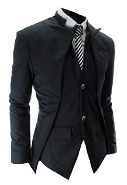 abetteric men's korean casual asymmetric design slim fit suit blazer jackets, White;black
abetteric men's korean casual asymmetric design slim fit suit blazer jackets, White;black