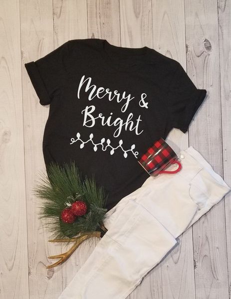 merry and bright christmas t-shirt funny christmas holiday family partty casual slogan graphic tee gift camisetas drop ship, White
merry and bright christmas t-shirt funny christmas holiday family partty casual slogan graphic tee gift camisetas drop ship, White