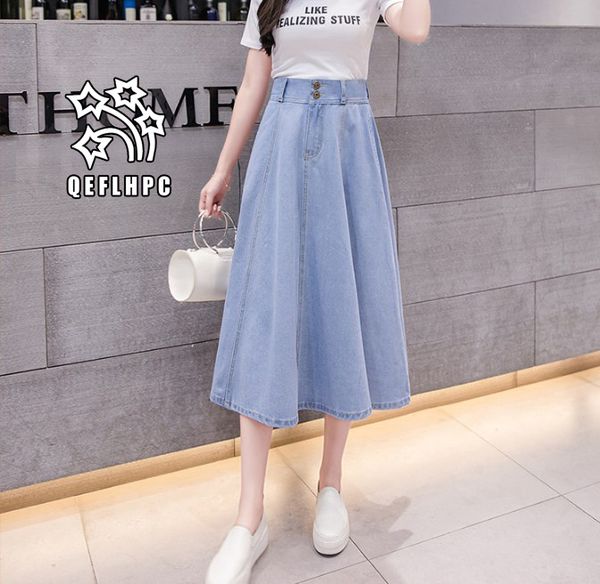 2018 women's clothes leisure fashion denim skirt long style 100 cotton women's clothing skirts sky blue navy blue pure color a-lin, Black
2018 women's clothes leisure fashion denim skirt long style 100 cotton women's clothing skirts sky blue navy blue pure color a-lin, Black