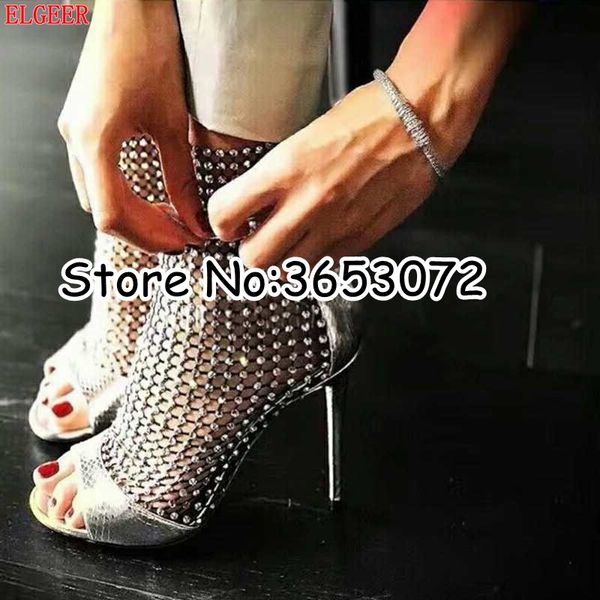 women peep toe high heels ankle booties luxury shinny crystal hollow out lady stiletto sandal boots shoes euro size 35-42, Black
women peep toe high heels ankle booties luxury shinny crystal hollow out lady stiletto sandal boots shoes euro size 35-42, Black