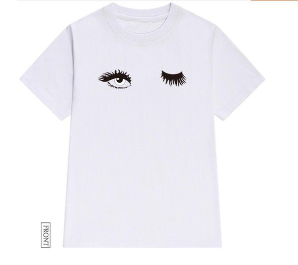 lovely eye print loose short-sleeved bf t-shirt female summer new, White