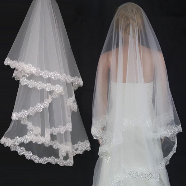 fashion sequins applique lace bridal veils white ivory long lace veil two layer lace wedding veils custom made, Black
fashion sequins applique lace bridal veils white ivory long lace veil two layer lace wedding veils custom made, Black