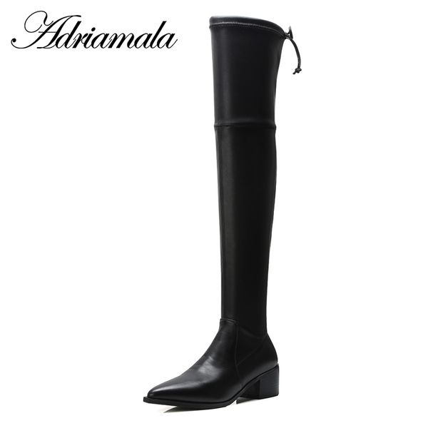 2018 genuine leather ladies high heel boots pointed toe square heel cow leather genuine over the knee boots adriamala, Black
2018 genuine leather ladies high heel boots pointed toe square heel cow leather genuine over the knee boots adriamala, Black