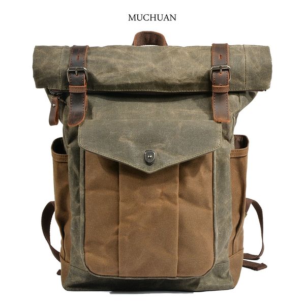muchuan men and women tarpaulin large capacity canvas backpack book bag outdoor mountaineering bag oil wax cloth mail
muchuan men and women tarpaulin large capacity canvas backpack book bag outdoor mountaineering bag oil wax cloth mail