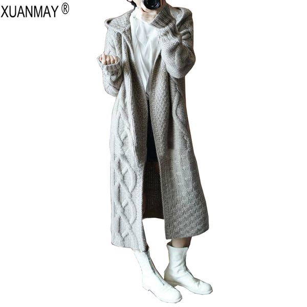 winter women's long cardigan sweater coat casual sweater loose thickening over the knee long style cardigan women, White;black
winter women's long cardigan sweater coat casual sweater loose thickening over the knee long style cardigan women, White;black