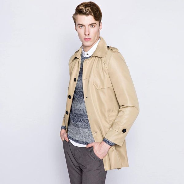 men's fashion single - breasted personal windbreaker men trench coat casual long section winter overcoat, Tan;black
men's fashion single - breasted personal windbreaker men trench coat casual long section winter overcoat, Tan;black
