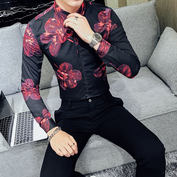camisa floral masculina men long sleeve floral print flower shirt men urban clothing for club party wedding shirt, White;black
camisa floral masculina men long sleeve floral print flower shirt men urban clothing for club party wedding shirt, White;black