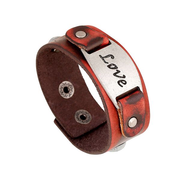 2019 restore ancient ways style punk cowhide love ornaments leather bracelet retro, Black
2019 restore ancient ways style punk cowhide love ornaments leather bracelet retro, Black