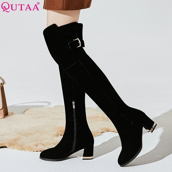 qutaa 2019 women over the knee high boots elegant pointed toe all match winter boots women shoes square heel size 34-43, Black
qutaa 2019 women over the knee high boots elegant pointed toe all match winter boots women shoes square heel size 34-43, Black