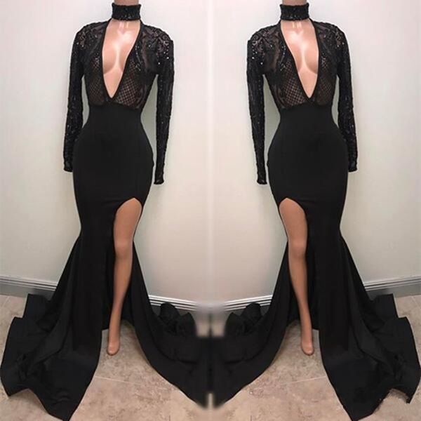 new fabulous fashion black high neck prom dresses appliqued long sleeves mermaid plunging split evening gowns pageant celebrity dress
new fabulous fashion black high neck prom dresses appliqued long sleeves mermaid plunging split evening gowns pageant celebrity dress
