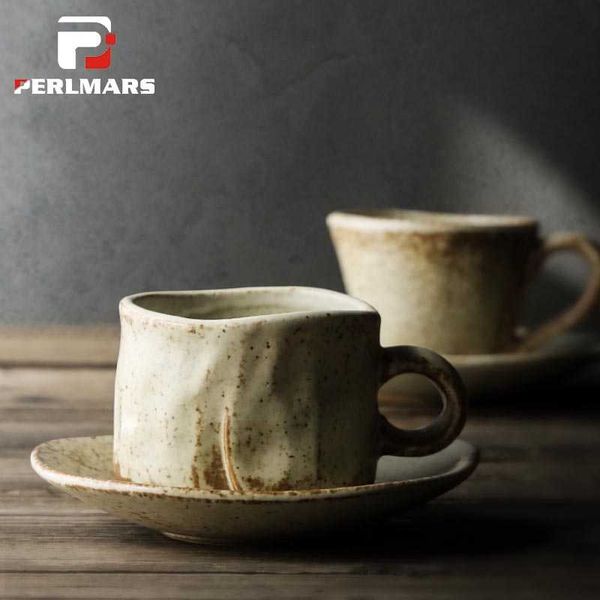 

japanese style vintage coarse pottery coffee cup handmade ceramic mug afternoon teacups home drinkware breakfast cups cappuccino
