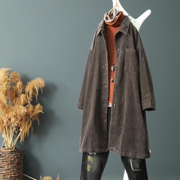origine style women loose slim solid color coat retro casual long sleeve turn down collar lady long corduroy trench warm outwear, Tan;black
origine style women loose slim solid color coat retro casual long sleeve turn down collar lady long corduroy trench warm outwear, Tan;black