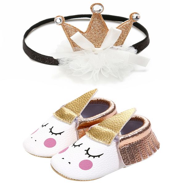ins unicorn horn synthetic leather moccasins elastic band tassel newborn baby footwear + glitter crown lovely headband
ins unicorn horn synthetic leather moccasins elastic band tassel newborn baby footwear + glitter crown lovely headband