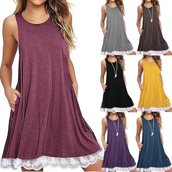 Plus Size Dress Sleeveless Cotton with Pockets Women Casual Lace Tunic Swing T-Shirt Dresses Chemises Loose Dress
Plus Size Dress Sleeveless Cotton with Pockets Women Casual Lace Tunic Swing T-Shirt Dresses Chemises Loose Dress