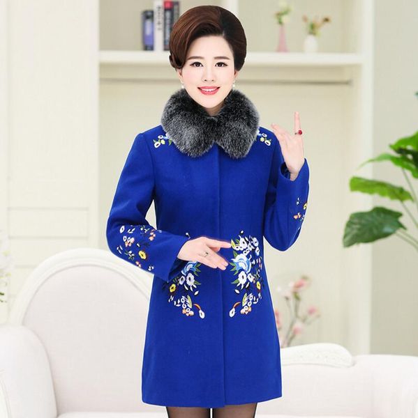 2017 new autumn winter middle aged women woolen coat fashion fur collar flowers embroidered mother coat plus size 4xl s1348, Black
2017 new autumn winter middle aged women woolen coat fashion fur collar flowers embroidered mother coat plus size 4xl s1348, Black
