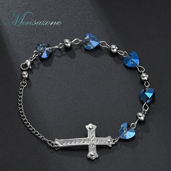 mensazone religion jewelry stainless steel cross bracelet blue heart cz stone women bracelet birthday gift, Black
mensazone religion jewelry stainless steel cross bracelet blue heart cz stone women bracelet birthday gift, Black