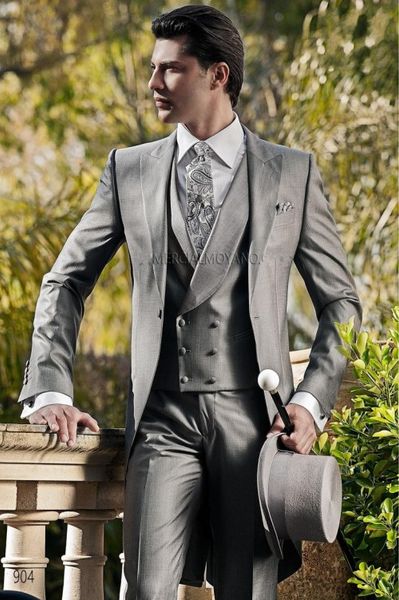 -- classic design peaked lapel back vent light grey tailcoat men party groomsmen suits in wedding tuxedos (jacket+pants+tie+vest) no;283, Black;gray
-- classic design peaked lapel back vent light grey tailcoat men party groomsmen suits in wedding tuxedos (jacket+pants+tie+vest) no;283, Black;gray
