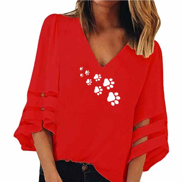 2018 spring and summer new fashion dog paw print t-shirt women plus size loose mesh stitching female for woman t shirt, White
2018 spring and summer new fashion dog paw print t-shirt women plus size loose mesh stitching female for woman t shirt, White