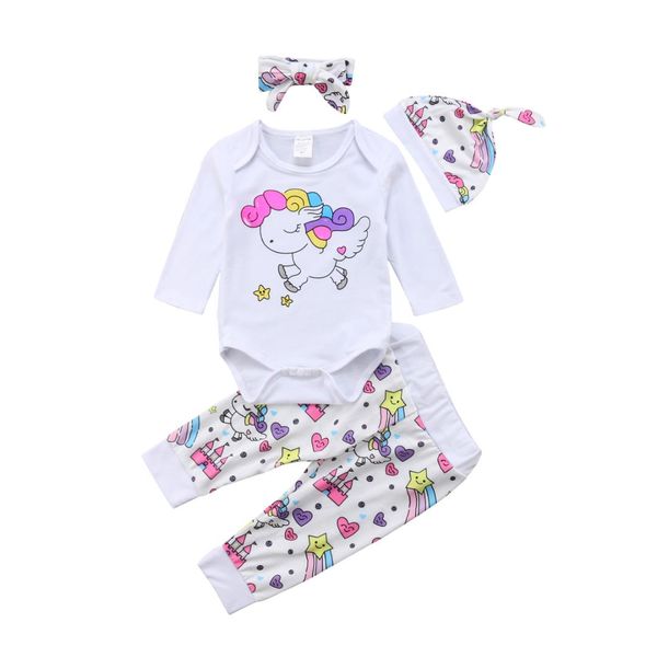 cute newborn infant baby girl unicorn cartoon long sleeve romper long pants hat headband 4pcs outfits clothes set, White
cute newborn infant baby girl unicorn cartoon long sleeve romper long pants hat headband 4pcs outfits clothes set, White