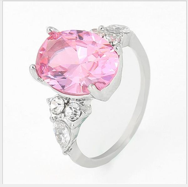 pink diamond crystal princess ring european and american goose shaped engagement rings, Silver
pink diamond crystal princess ring european and american goose shaped engagement rings, Silver