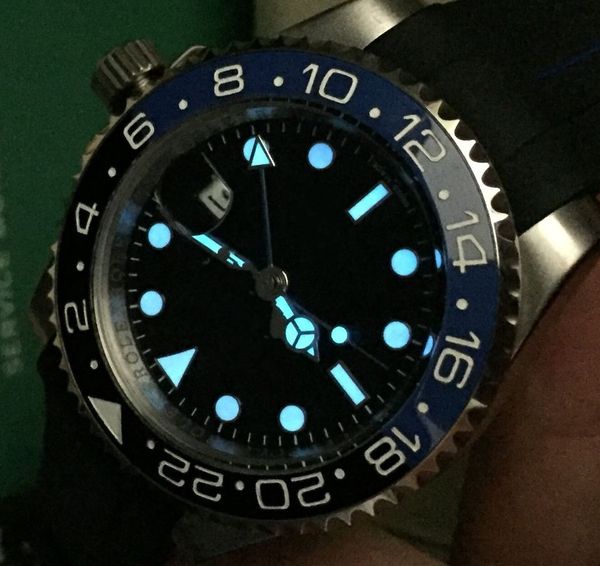 stainless steel automatic watch black and blue ceramic bezel gmt work 16713 rubber band mens movement wrist watches, Slivery;brown
stainless steel automatic watch black and blue ceramic bezel gmt work 16713 rubber band mens movement wrist watches, Slivery;brown