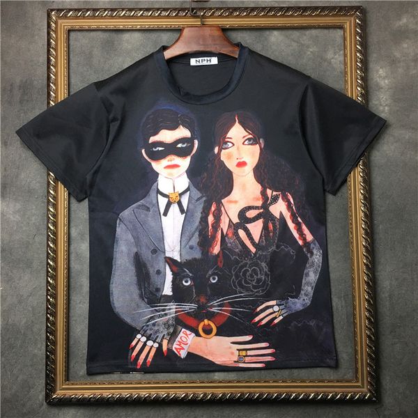 2018 fashion cartoon couple t-shirt summer crew neck new 100% cotton cylinder short-sleeved tee tshirts, White;black
2018 fashion cartoon couple t-shirt summer crew neck new 100% cotton cylinder short-sleeved tee tshirts, White;black