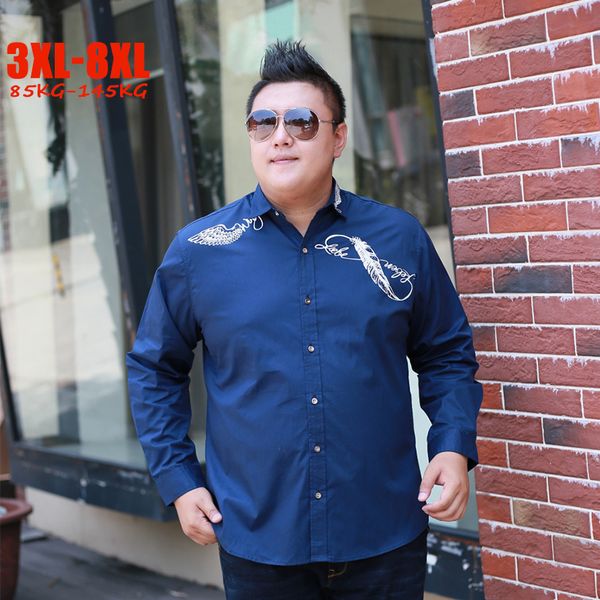 large size 3xl- 8xl blue men shirts 100% cotton spring casual male shirts full sleeve feather pattern plus size for men, White;black
large size 3xl- 8xl blue men shirts 100% cotton spring casual male shirts full sleeve feather pattern plus size for men, White;black