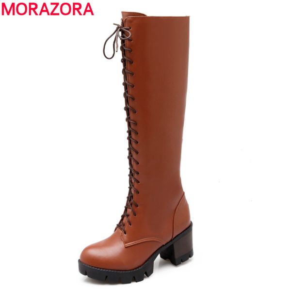morazora new arrival high heels shoes round toe platform women boots pu fashion lace up solid shoes woman, Black
morazora new arrival high heels shoes round toe platform women boots pu fashion lace up solid shoes woman, Black