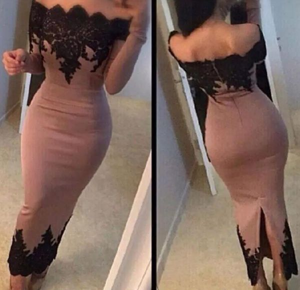dusty pink black lace ankle-length cocktail dresses 2018 saudi arabic long sleeves formal evening party wear with split short prom gowns
dusty pink black lace ankle-length cocktail dresses 2018 saudi arabic long sleeves formal evening party wear with split short prom gowns