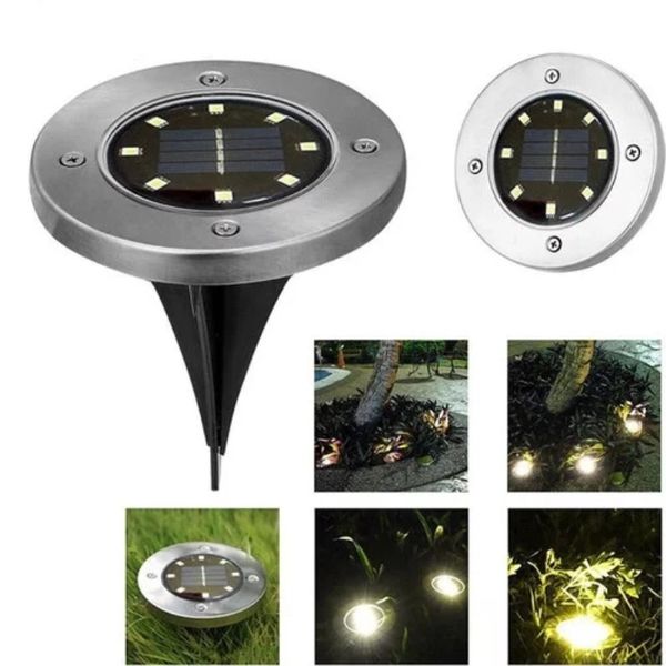 

waterproof solar powered 8 led lighting buried ground underground light for outdoor path home garden lawn landscape decoration lamp