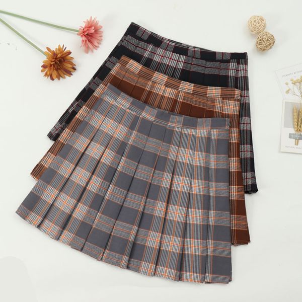 women skirt preppy style plaid pleated natural waist above knee mini length autumn 2018, Black
women skirt preppy style plaid pleated natural waist above knee mini length autumn 2018, Black