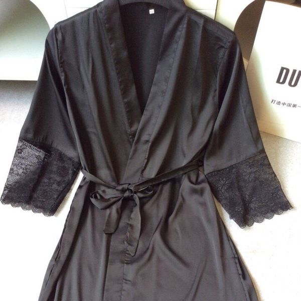 mid-sleeve women deep-v nightwear robes plus size lace silk female bathrobes sleepwear ft182, Black;red
mid-sleeve women deep-v nightwear robes plus size lace silk female bathrobes sleepwear ft182, Black;red