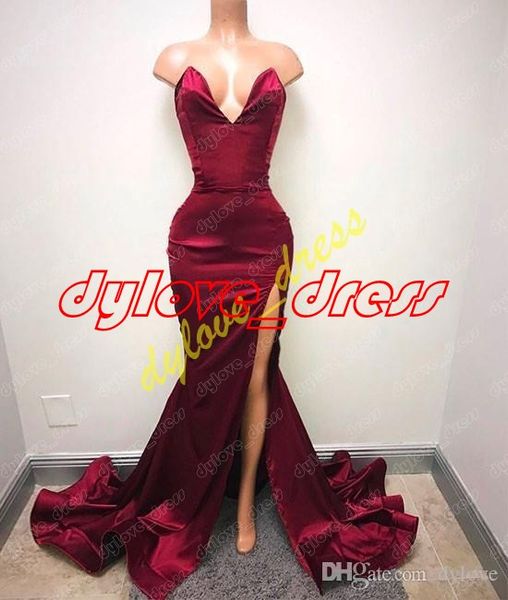 2018 mermaid evening dresses burgundy with high split evening gowns formal dresses evening prom dresses long, Black;red
2018 mermaid evening dresses burgundy with high split evening gowns formal dresses evening prom dresses long, Black;red