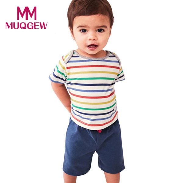 newborn infant baby boys clothes set 2018 summer rainbow stripe short sleeve t-shirt+ shorts pants outfits set, White
newborn infant baby boys clothes set 2018 summer rainbow stripe short sleeve t-shirt+ shorts pants outfits set, White