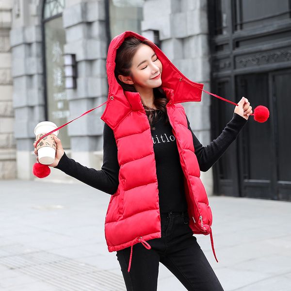 winter red gray pink black vest women waistcoat 2018 female sleeveless jacket hood warm vest jacket colete feminino, Black;white
winter red gray pink black vest women waistcoat 2018 female sleeveless jacket hood warm vest jacket colete feminino, Black;white