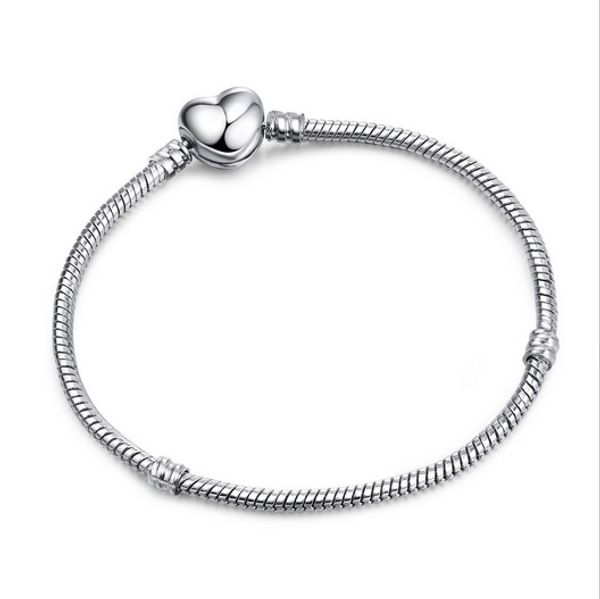 wholesale17-21cm silver plated bracelet 3mm snake chain heart clasp fit european beads for pandora bracelet charm beads bangle & jewelry diy, Golden;silver
wholesale17-21cm silver plated bracelet 3mm snake chain heart clasp fit european beads for pandora bracelet charm beads bangle & jewelry diy, Golden;silver