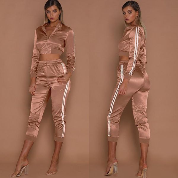 Women Tracksuits Spring Summer Sports Clothing Sets Short Stripes Sports Jackets Crop Pants 2pcs Suits Slim Fits Casual Outfits
Women Tracksuits Spring Summer Sports Clothing Sets Short Stripes Sports Jackets Crop Pants 2pcs Suits Slim Fits Casual Outfits