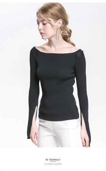 2018 europe and america brand fashion sweater for women fall 3/4 sleeve base shirt female off shoulder silm pullover s-l, White;black
2018 europe and america brand fashion sweater for women fall 3/4 sleeve base shirt female off shoulder silm pullover s-l, White;black