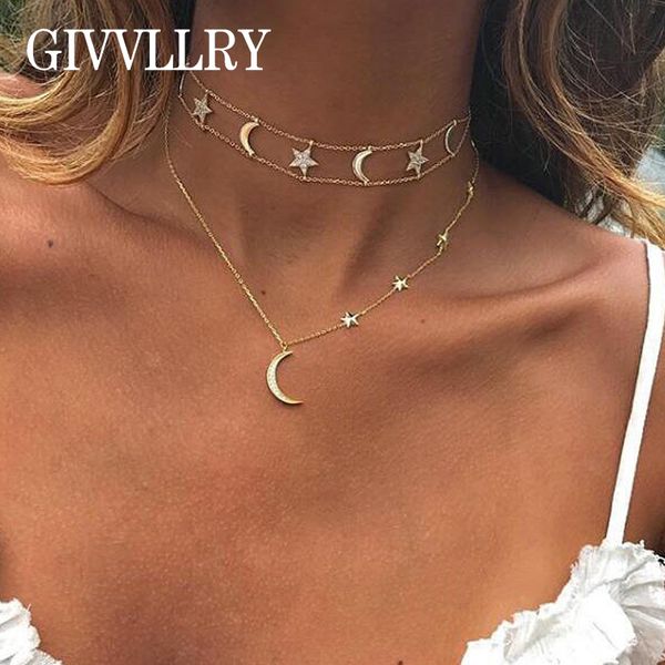 givvllry star moon chain choker necklace fashion jewelry elegant 2 layered chains rhinestones moon pendant necklace for women, Silver
givvllry star moon chain choker necklace fashion jewelry elegant 2 layered chains rhinestones moon pendant necklace for women, Silver