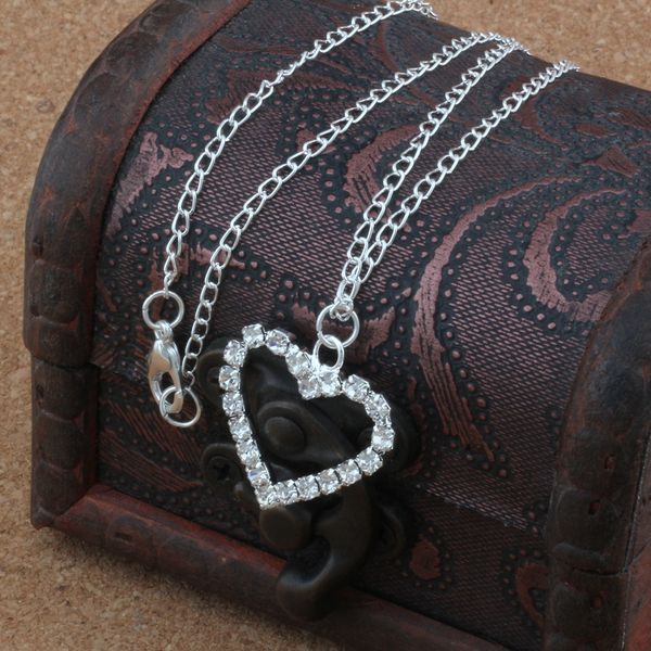 10pcs / lot silver plated clear rhinestone heart shaped charms pendant necklaces 18 inches chains jewelry diy a-260d
10pcs / lot silver plated clear rhinestone heart shaped charms pendant necklaces 18 inches chains jewelry diy a-260d
