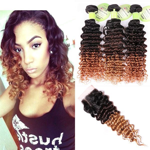1b/4/27 ombre weave 3 bundles with 4x4 lace closure deep wave brazilian virgin human hair brown blonde bundles with closure, Black;brown
1b/4/27 ombre weave 3 bundles with 4x4 lace closure deep wave brazilian virgin human hair brown blonde bundles with closure, Black;brown