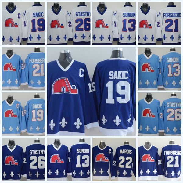 Quebec Nordiques Mens 19 Joe Sakic 13 Mats Sundin 26 Peter Stastny 21 Peter Forsberg 22 Mario Marois Vintage Hockey Jerseys
Quebec Nordiques Mens 19 Joe Sakic 13 Mats Sundin 26 Peter Stastny 21 Peter Forsberg 22 Mario Marois Vintage Hockey Jerseys